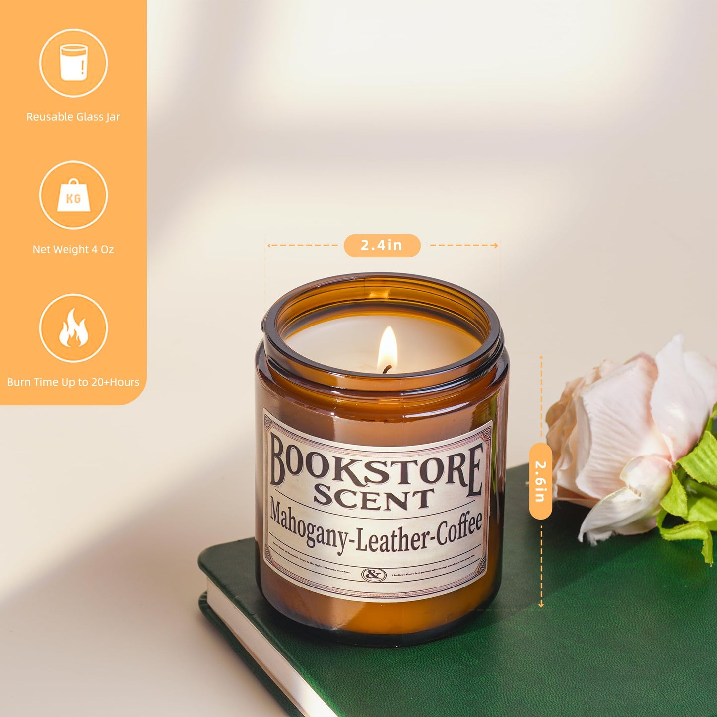 Gopas Book Lover Candle, Inspired Gift Ideas for Readers, Birthday, Book Themed Reading Gifts for Women, Bookworm, Librarian, Men