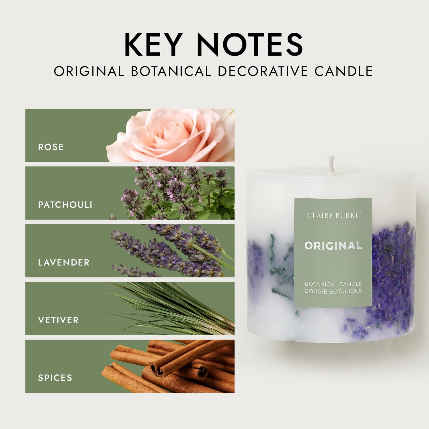 Claire Burke Botanical Decorative Candle Original Scent 18 Ounces, 1 Count