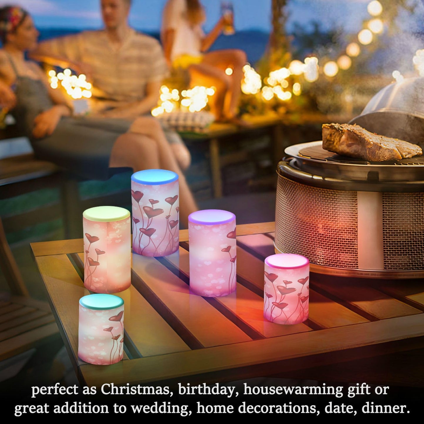 ALAZA Valentine's Day Red Hearts Pink Flickering Flameless Candles Battery Operated with Remote Timer,Tea Light Candles LED Pillar Votive Candles Set of 2 for Outdoor Indoor Decorations03