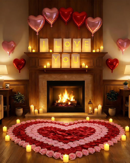 JZLiner I Love You Light Up Letters Include Fake Rose Petals and Led Candles Heart Balloons Set Room Decor Proposal Decorations