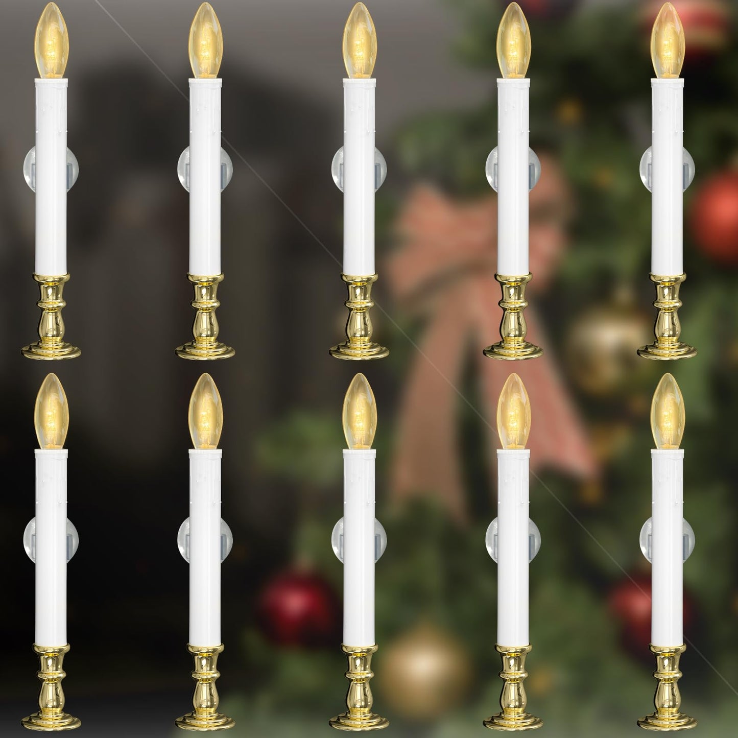 Txcigech 10PCS Christmas LED Window Candles with Timer, Flameless Candle with Suction Cups Battery Operated for Christmas Home Wedding Decor
