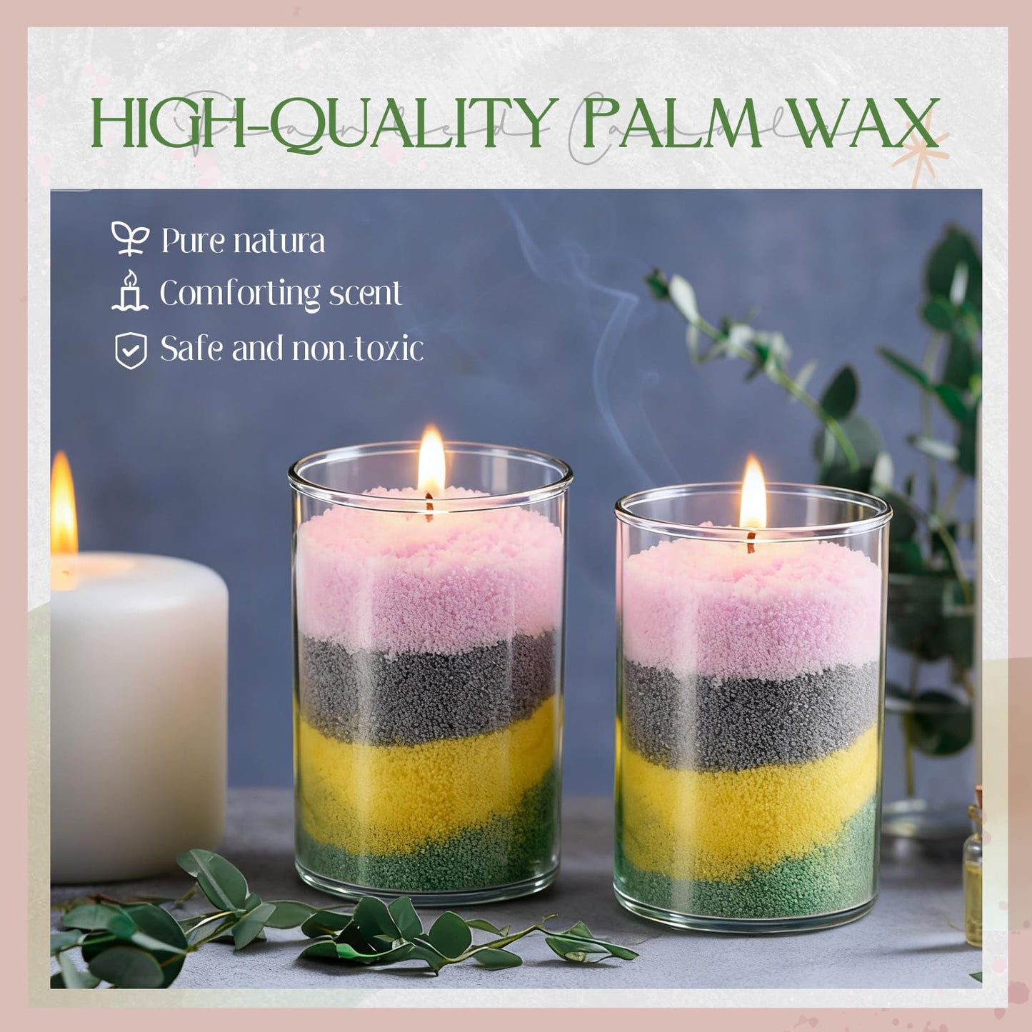 MTLEE Pearled Candle Sand Wax, 70 Oz/ 4.38 lb, 8 Colors Scented Sand Candle Kit with 50 Wicks, Acrylic Mixing Bowl, Spoon, 15 Stickers for Christmas Friends Mother Lover Women Gift