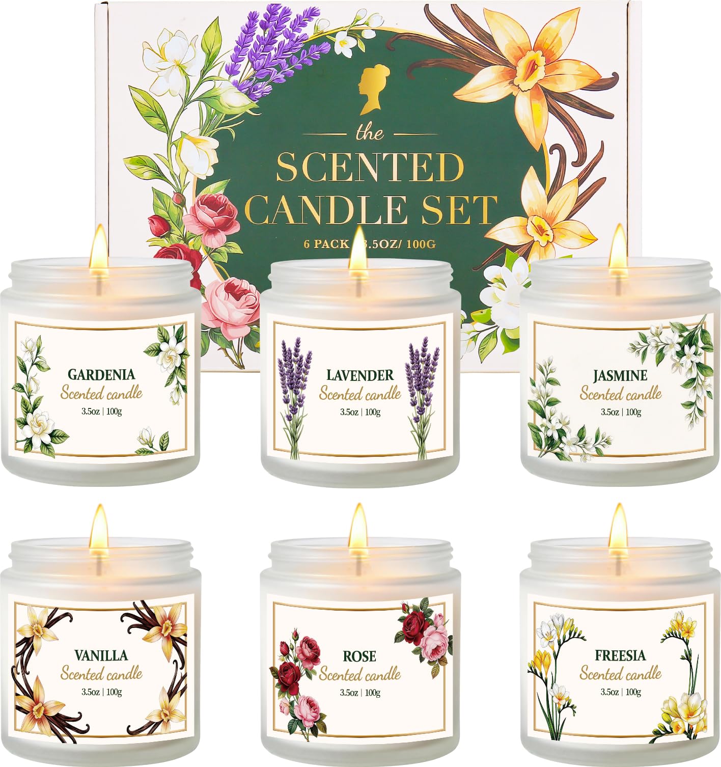 Aeraroma Scented Candles for Women, Floral Soy Candles for Home Scented, 6 Pack Relaxing Candles for Women Stress Relief, Aromatherapy Candles Gifts for Woman Birthday Anniversary Bath Yoga