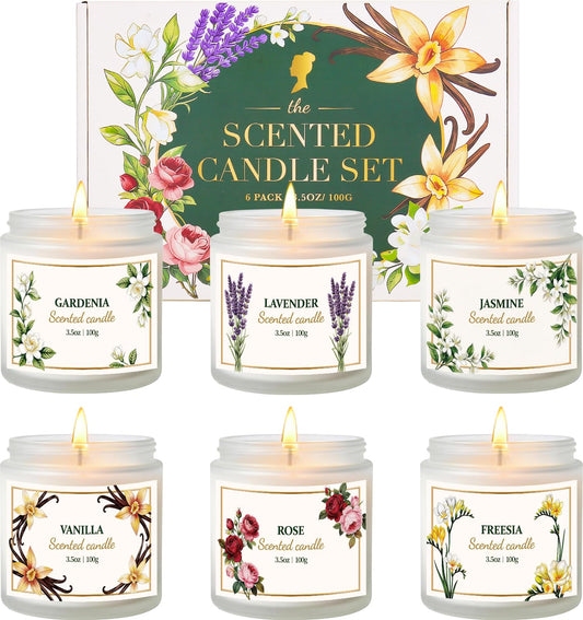 Aeraroma Scented Candles for Women, Floral Soy Candles for Home Scented, 6 Pack Relaxing Candles for Women Stress Relief, Aromatherapy Candles Gifts for Woman Birthday Anniversary Bath Yoga