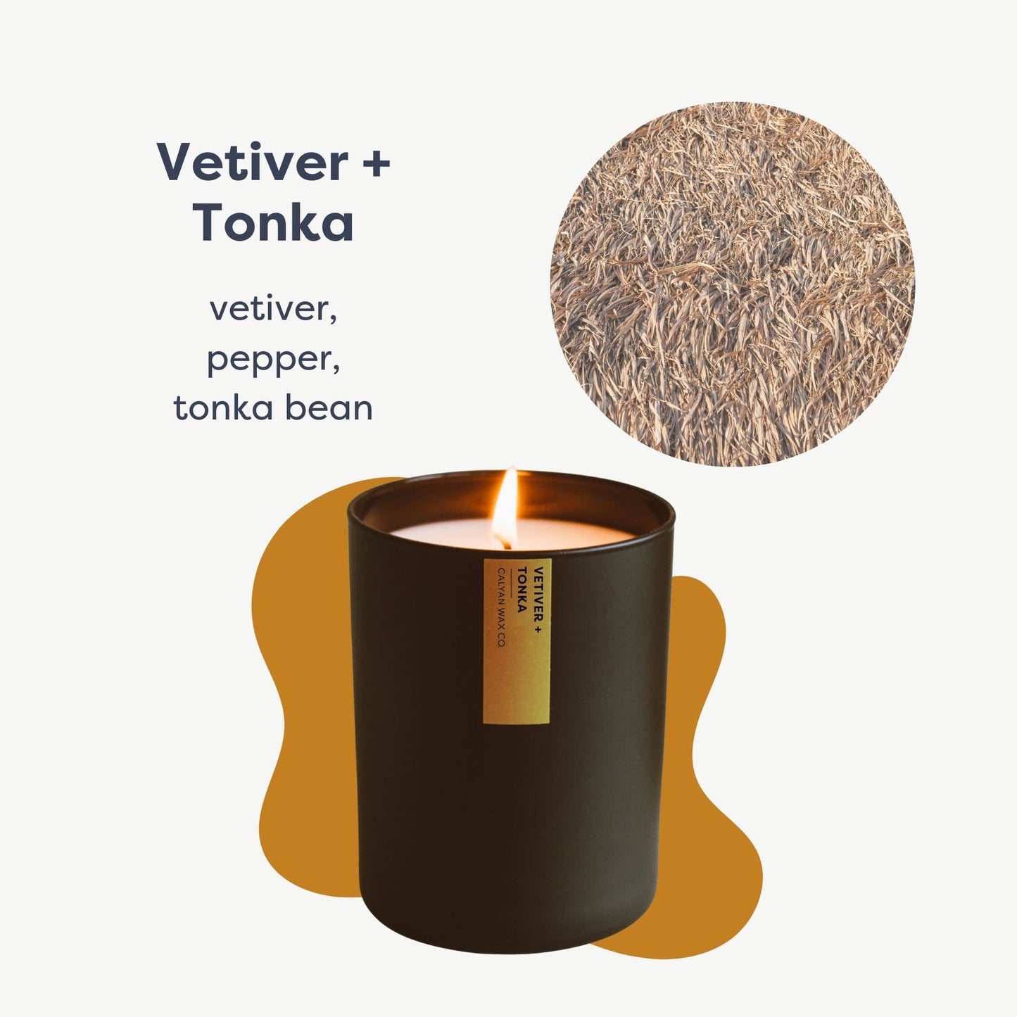 Calyan Wax Co. Vetiver & Tonka Scented Candle - 75 Hour Burn - Luxury Clean Soy Wax Candles - Long Lasting Black Tumbler Jar Candle for Home - 10.2oz