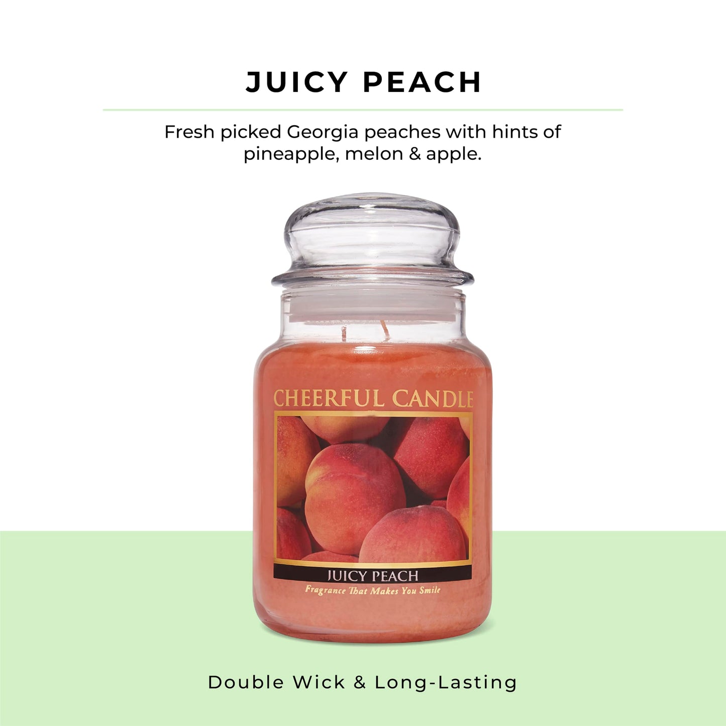 A Cheerful Giver - Juicy Peach Scented Glass Jar Candle (24 oz) with Lid & True to Life Fragrance Made in USA