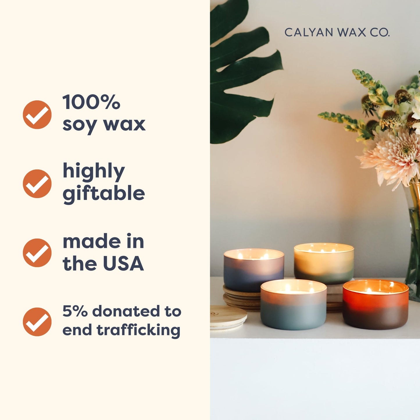 Calyan Wax Co. Evergreen & Eucalyptus 3 Wick Scented Candle - 30 Hour Burn - Luxury 3 Wick Soy Candles - Clean Soy Wax Candles - Long Lasting Large Glass Jar Candle for Home - 8oz