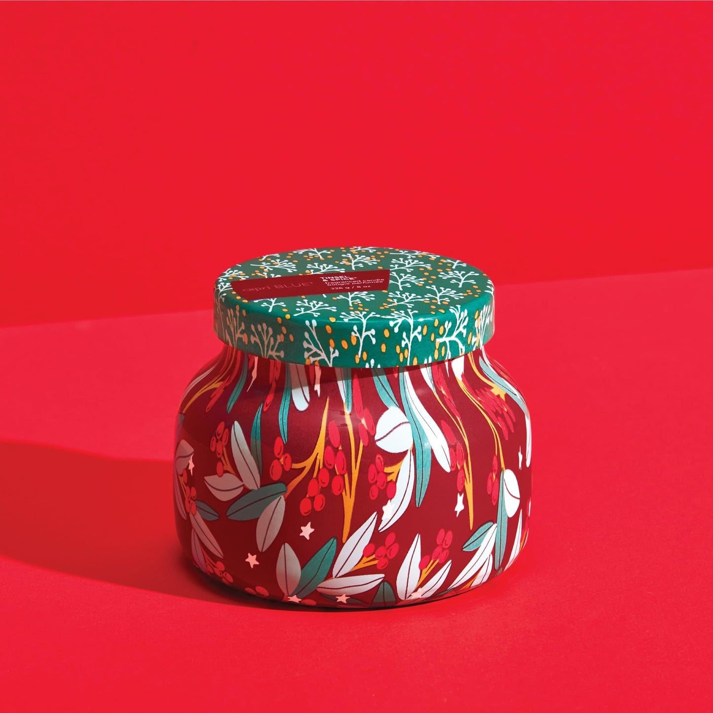 Capri Blue Tinsel & Spice - Pattern Play Holiday Candle - Petite Glass Jar - Luxury Candles - Scented Candle with Notes of Juniper Berry & Cinnamon - Decorative Gift (8 oz)