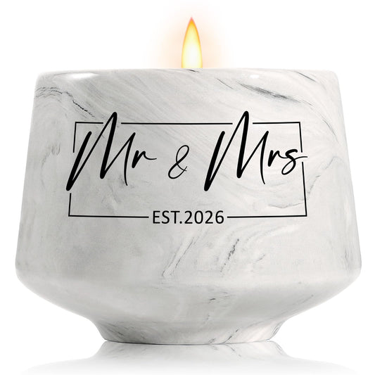 Wedding Gifts - Mr and Mrs Gifts-Wedding Gift for Couples 2026 - Bridal Shower Bride Gift for Married Newlywed - Just Married for Newlywed Couple Bride - Lavender Scented Candles 6 Oz