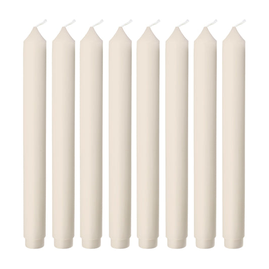 Estrella Blanca Ivory Dinner Candles – Elegant 10-Inch Taper Candles, Long-Lasting Unscented Wax, Dripless, Set of 8, Perfect for Dinner Parties, Events, and Home Décor