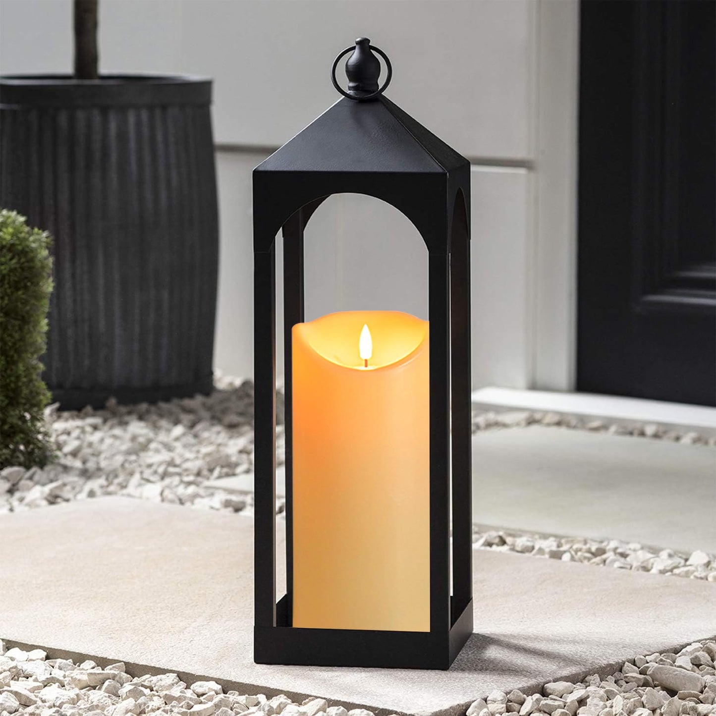 Mingfuxin Outdoor Flameless Candles with Remote - 9“×4” Large Waterproof Battery Operated Candles with Timer, Flickering LED Pillar Candle for Indoor Outdoor Larterns, Porch, Long Lasting, Set of 2