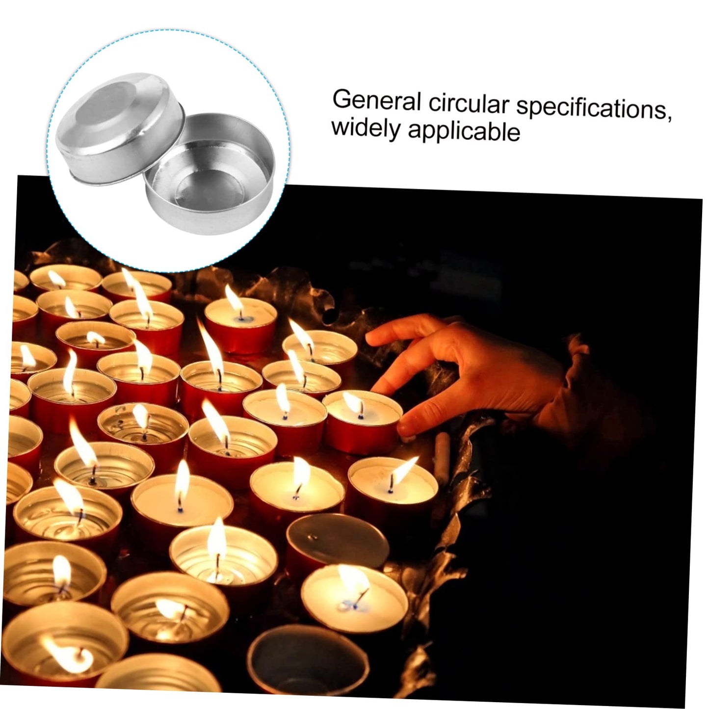 NUOBESTY 100pcs Aluminum Candle Box Tea Candle Tins Tealight Tin Holder Candel Make Model Small Candles Travel Tin Candles Tea Lights Aluminum Candle Holder Votive Tea Holder Travel Kit Cup