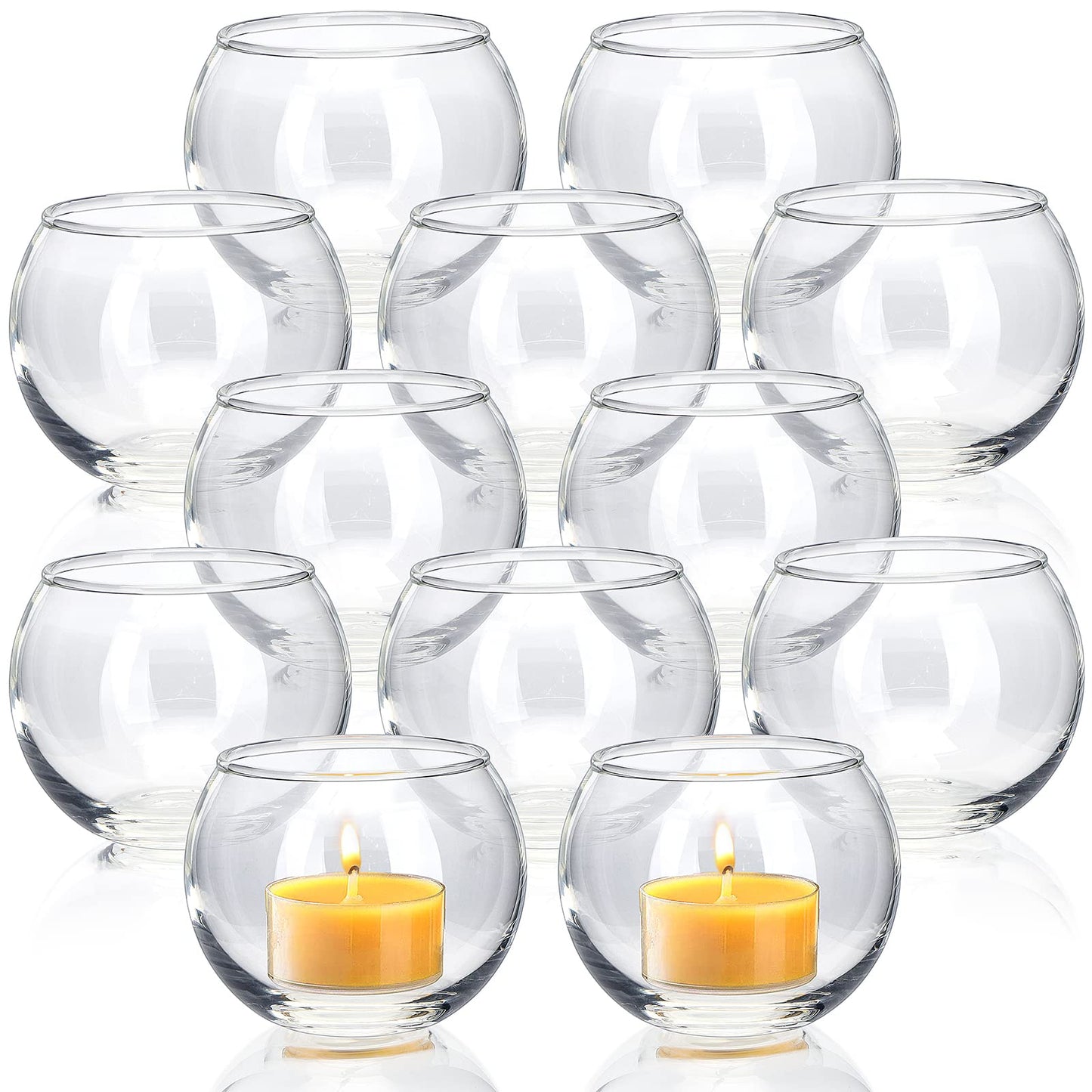 Volens Clear Votive Candle Holders Set of 12, Glass Tealight Candle Holder Bulk for Wedding Decor and Home Decor