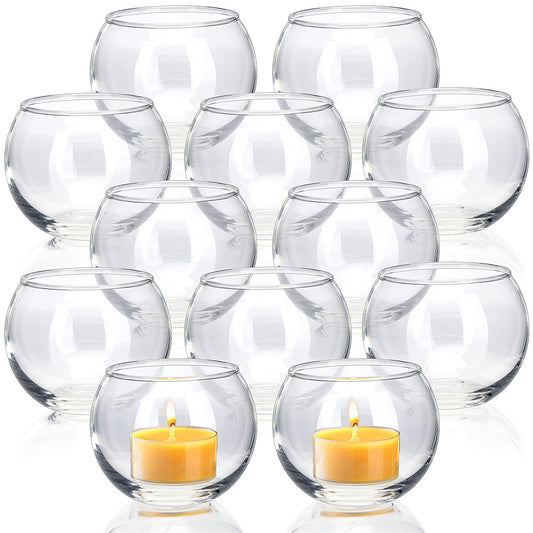 Volens Clear Votive Candle Holders Set of 12, Glass Tealight Candle Holder Bulk for Wedding Decor and Home Decor