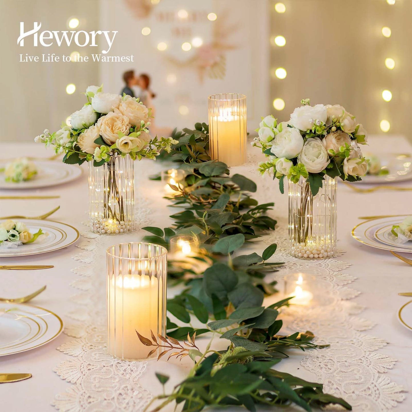 Hewory Glass Hurricane Candle Holder Set of 12, Clear Glass Candle Holders for Pillar Candles Floating Candles, 4 inch Glass Cylinder Hurricane Vases for Centerpieces Wedding Christmas Home Decor