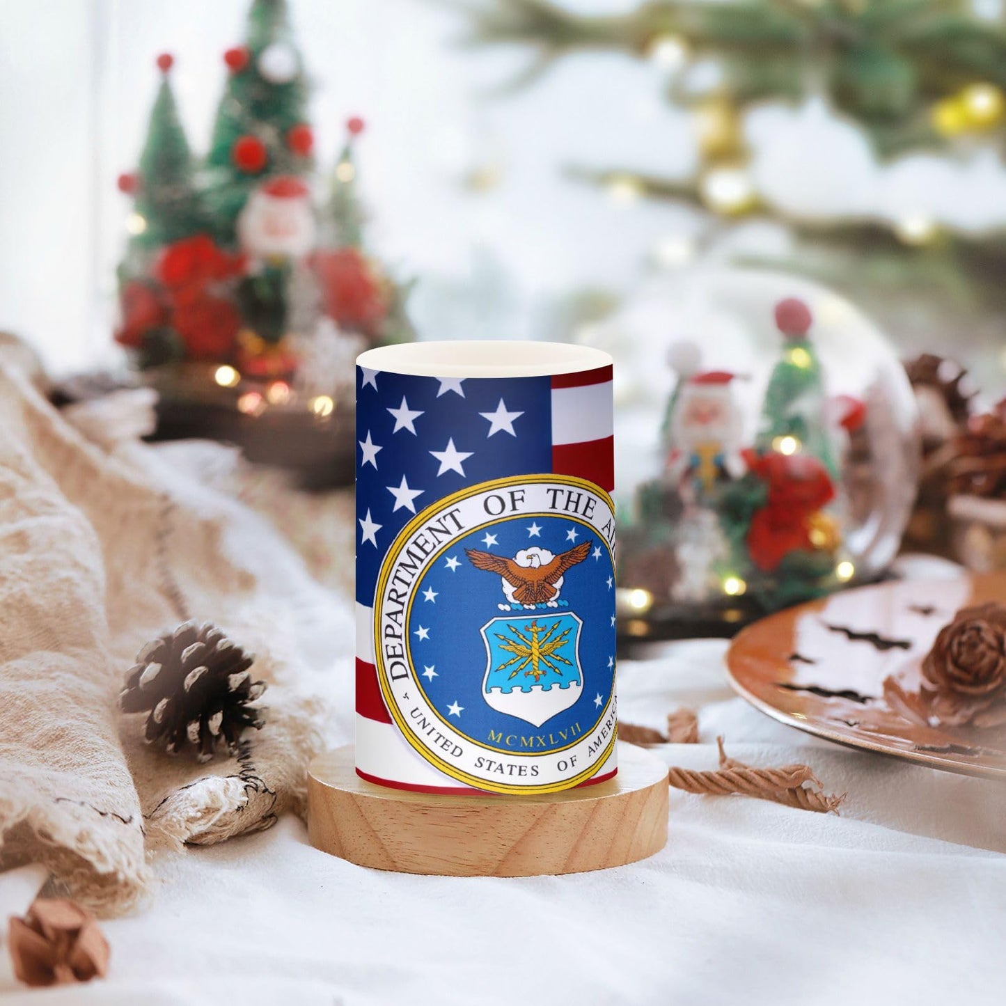 Eionryn American Flag United States Air Force Portrayed Flameless Candles Patriotic Stars and Stripes Battery Operated LED Candles with Remote Timer Electric Candles for Home Party Decor 2pcs