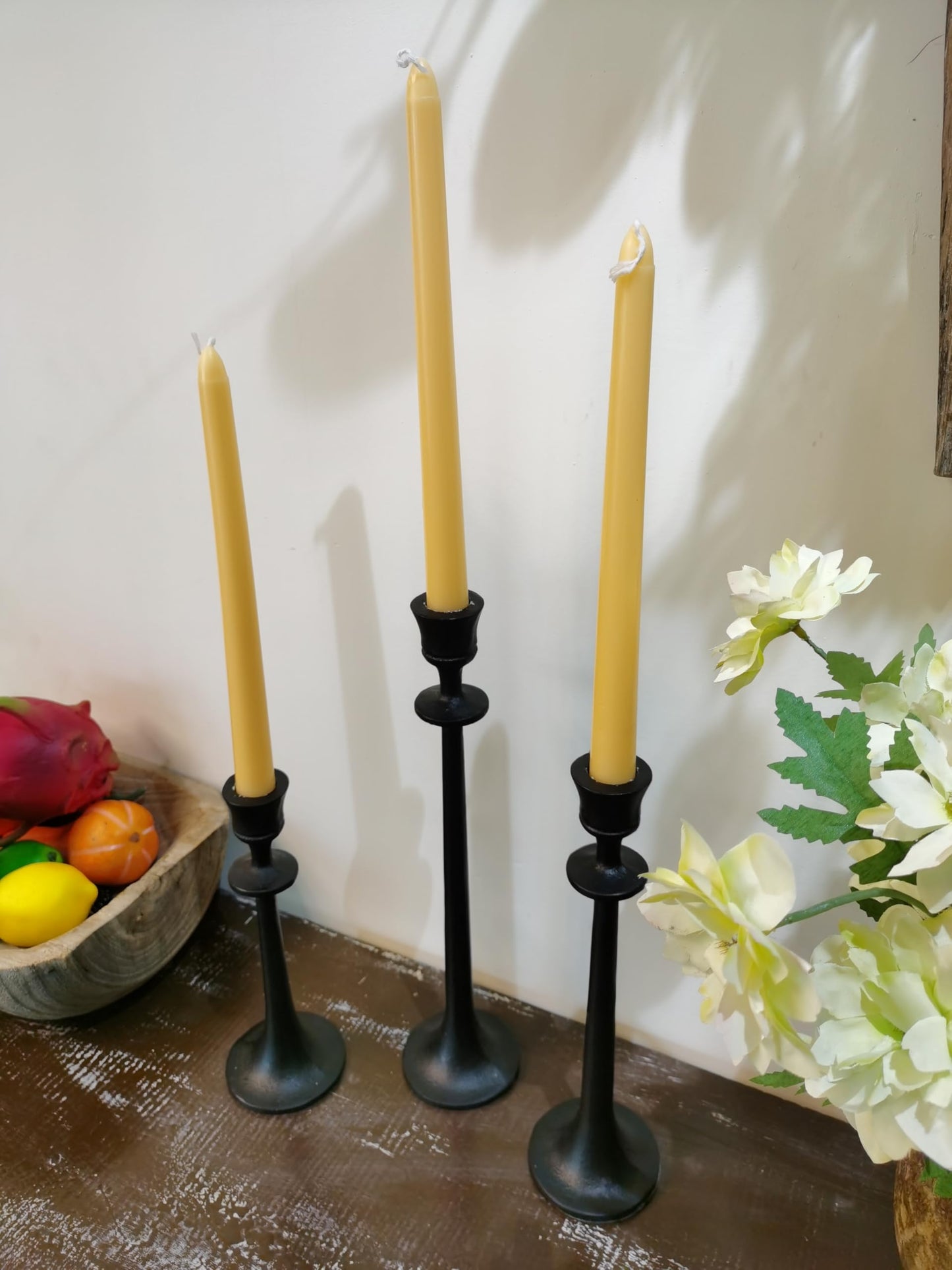 Iron Taper Candle Holder - Set of 3 Decorative Candle Stand - Candlestick Holder for Wedding, Dinning, Party - Black