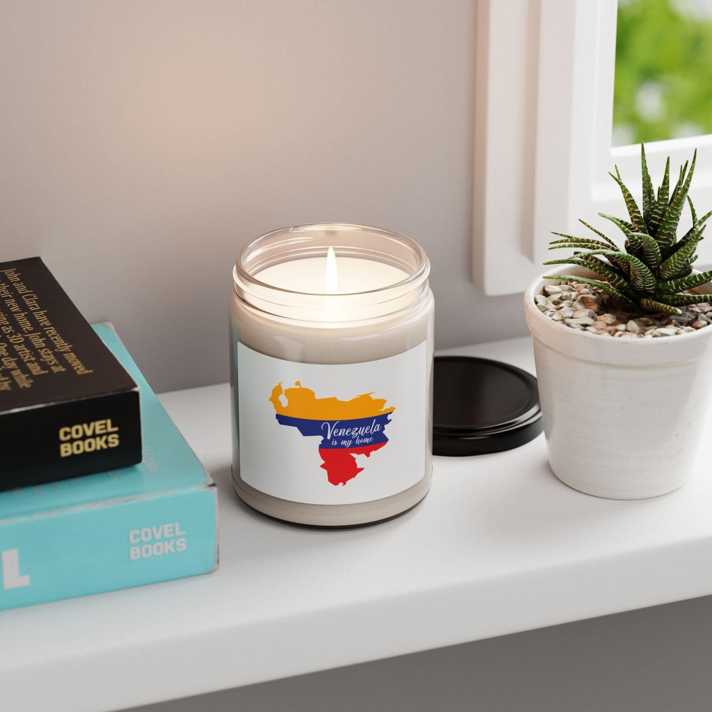 Venezuela is My Home Candle – Glass Jar with Flag-Colored Map & Script, Gift of Latin Pride & Identity