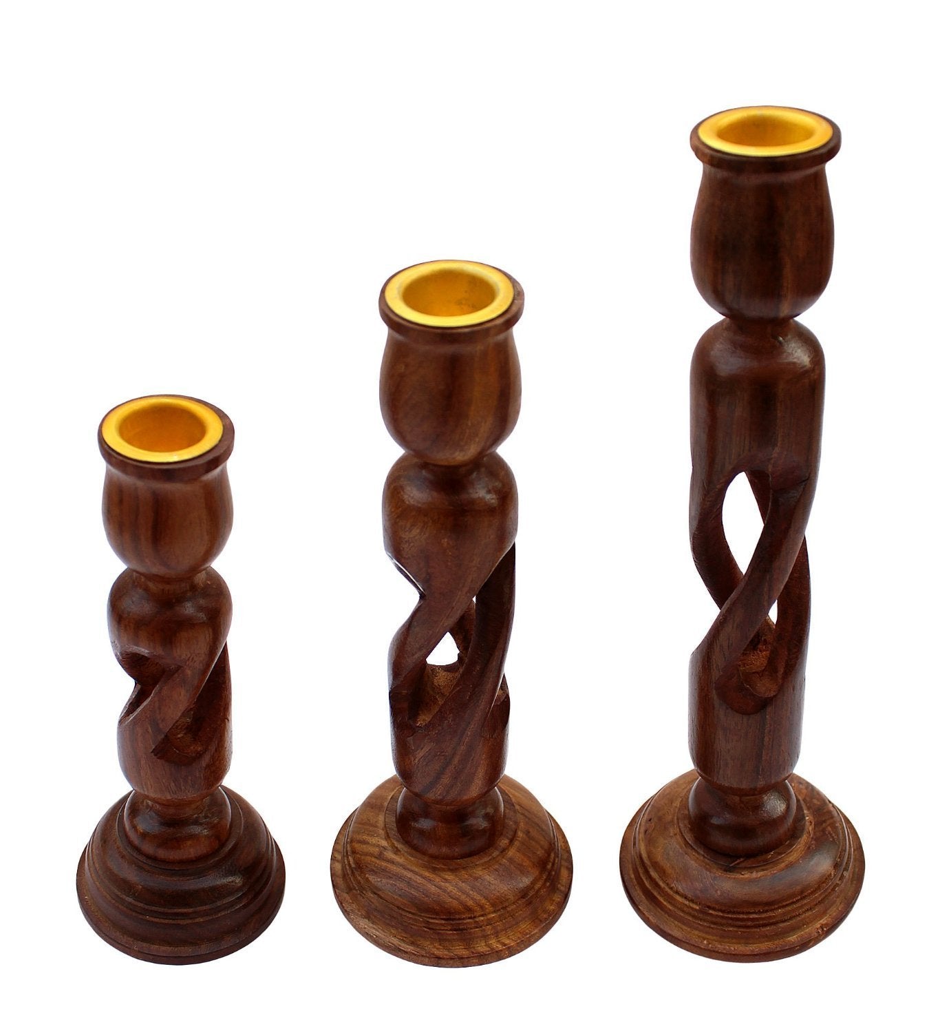 Serenz Handmade Wooden Candle Holder Stand for Home Décor Decorative Tealight Gifts Item, Set of 3