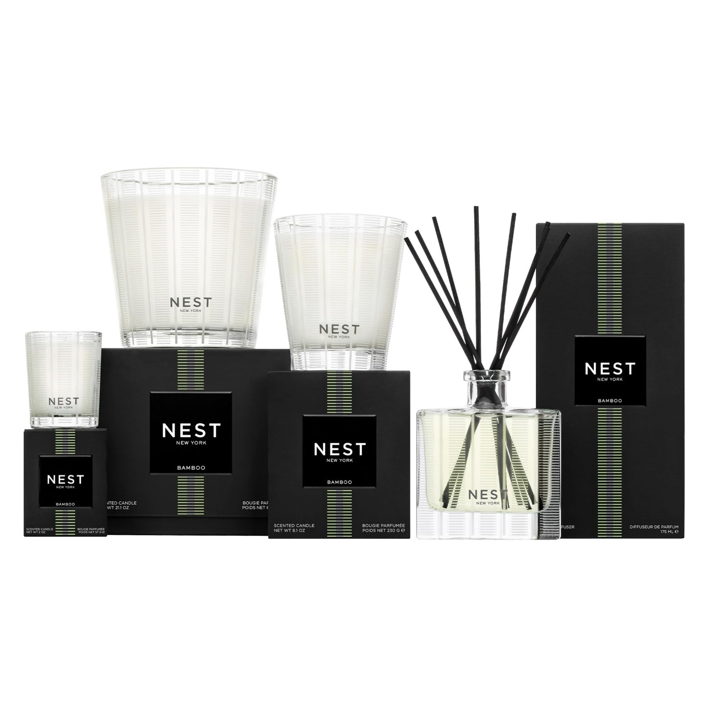 NEST New York Scented Votive Candle, Bamboo - 2 oz - Up to 28-Hour Burn Time - Reusable Glass Vessel