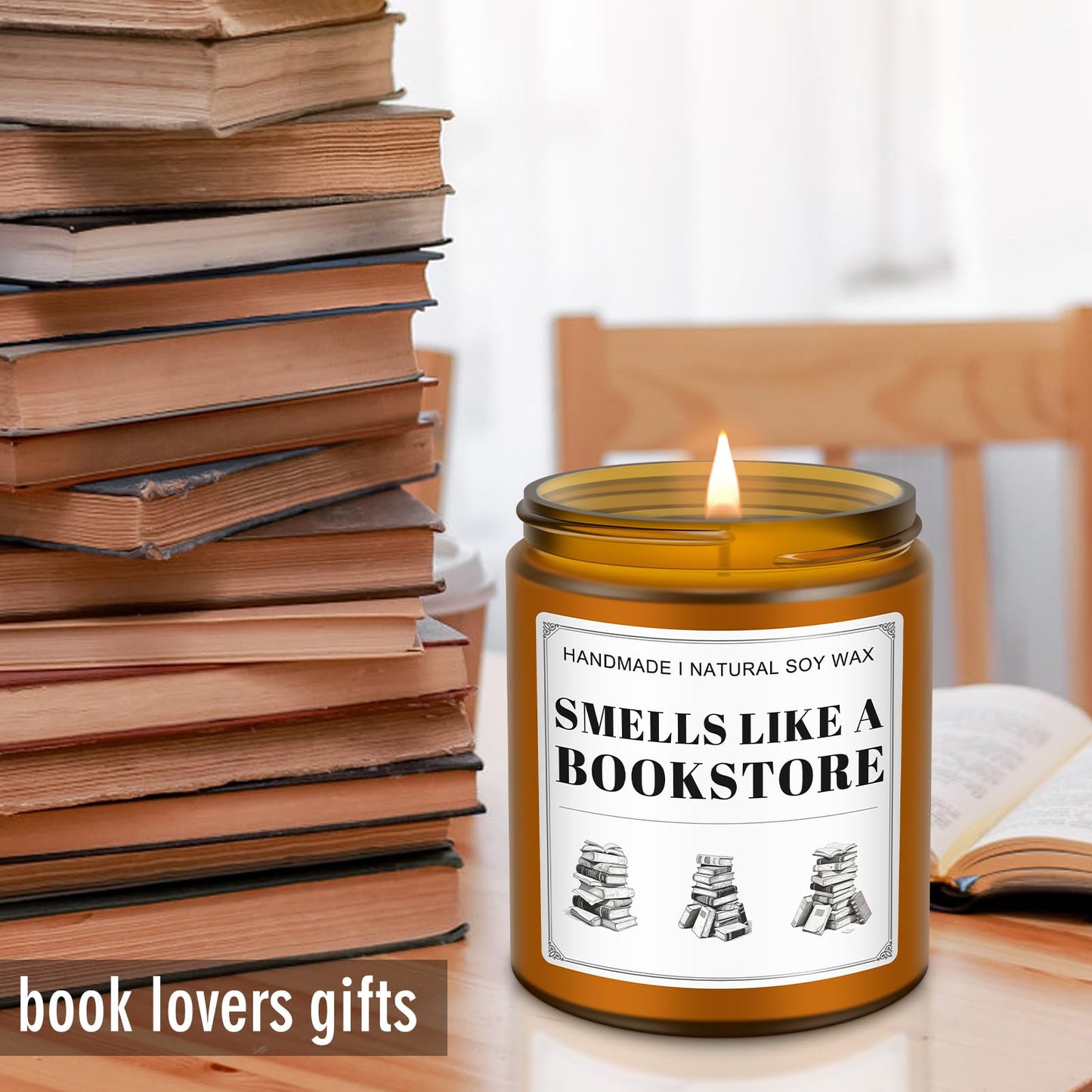 RIZOOCE Book Lovers Candle Gifts, Funny Gift Ideas for Book Lovers, Birthday Bookish Presents for Readers Librarian Bookworms -Old Book Candles (7Oz)