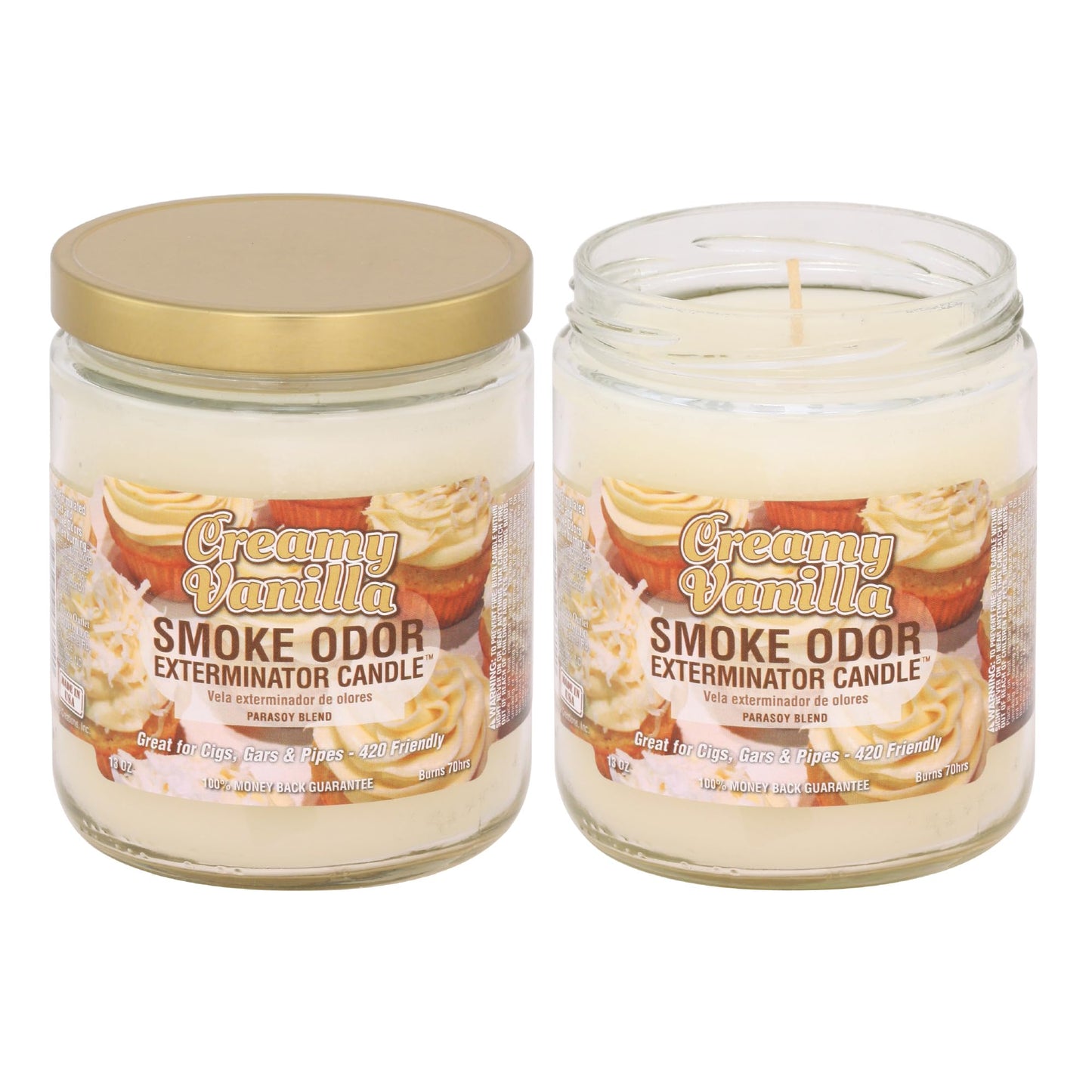 Smoke Odor Exterminator 13 oz Jar Candles Creamy Vanilla, (2)