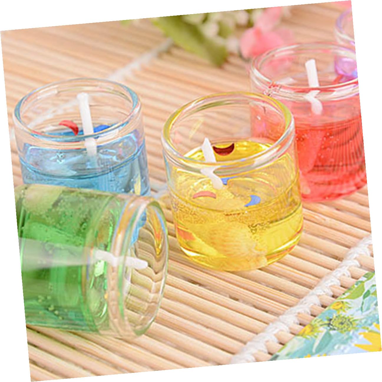 TOVINANNA 6pcs Romantic Gel Wax Candles for Valentine's Day Candlelight Dinner Portable and Evenly Burning Heart-Shaped Votive Candles for Birthdays