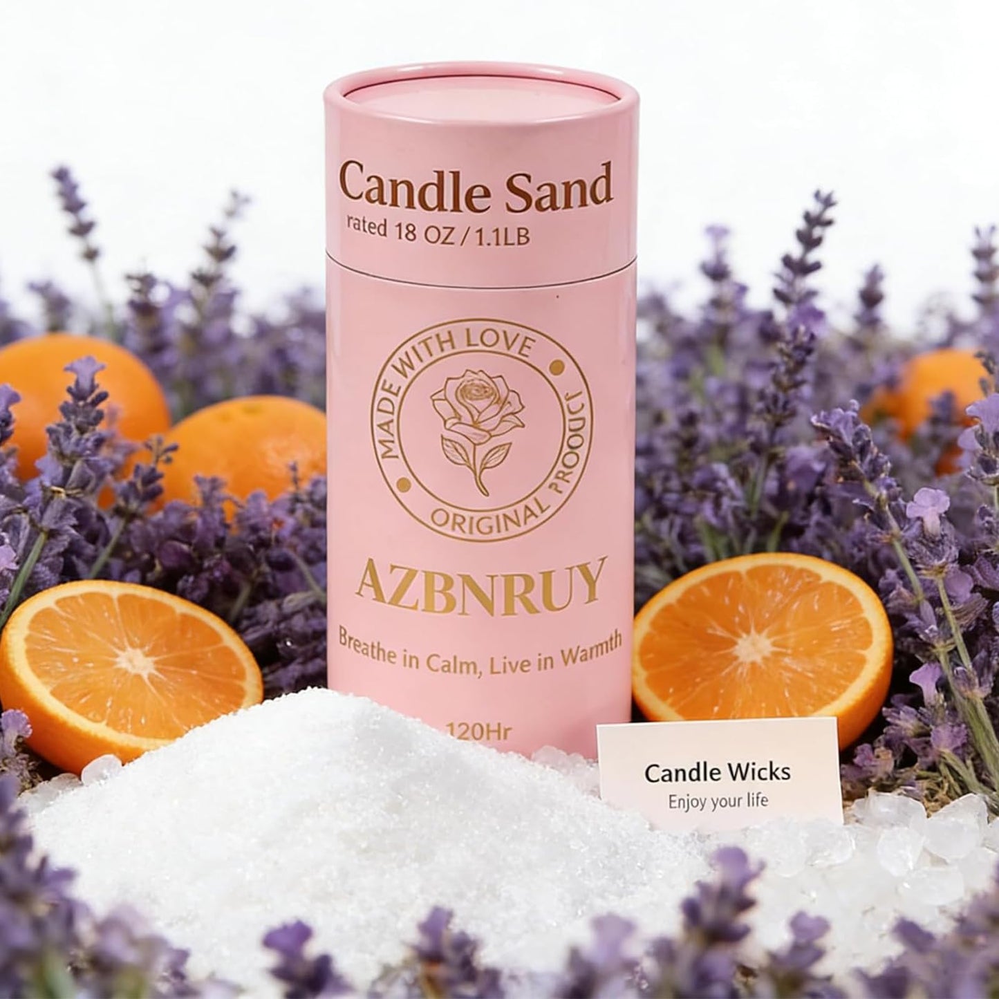 Pearled Sand Candles with Wicks 18 Oz-Refillable Citrus&Lavender Scented Natural Pearled Candle Sand Wax Pearl Candle Powder Beads-Non Toxic Luxury Long Lasting 120 Hours DIY Candles Making Kit White