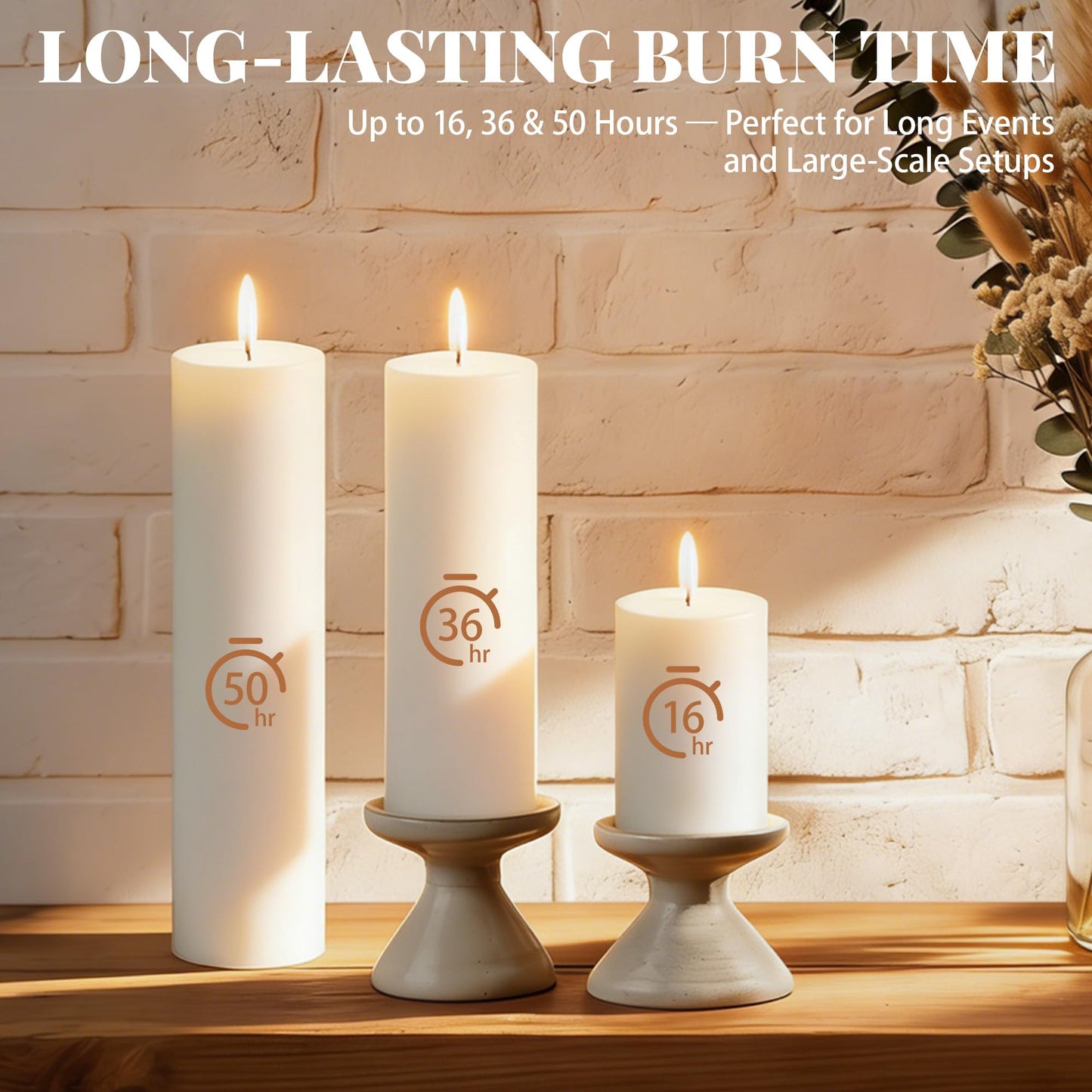 SDBALLBZ 36 Pcs White Pillar Candles Bulk Set, 2x3” 2x6” 2x8” Paraffin Hurricane Candles, Unscented Dripless Smokeless, Long Burning for Party Wedding Events Home Decor