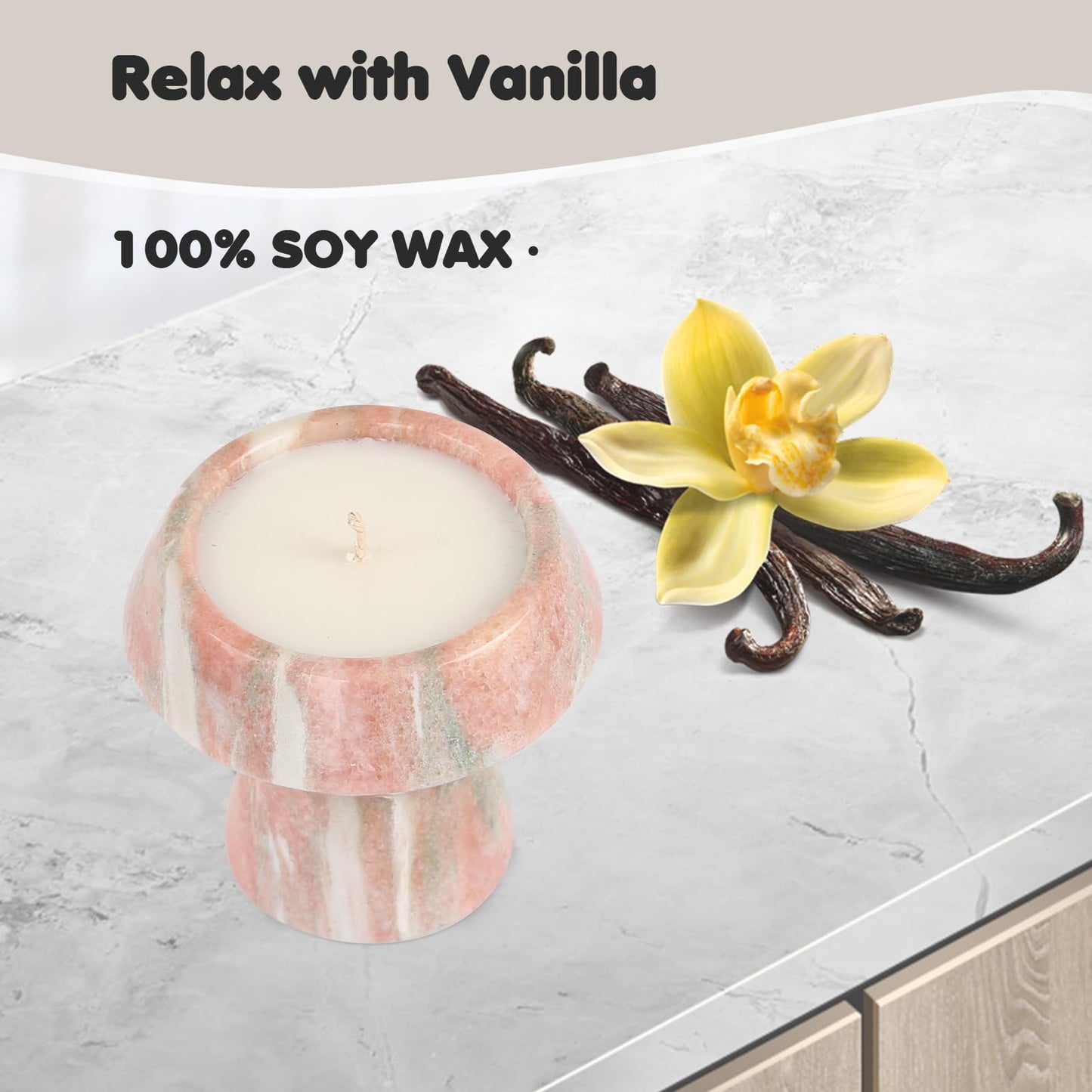 Natural Stone Candle | Handcrafted Red Marble Container | Warm Glow Home Decor |Soy Wax | Non Toxic, Cotton Wicks | Reusable Keepsake Jar | Unique Gift