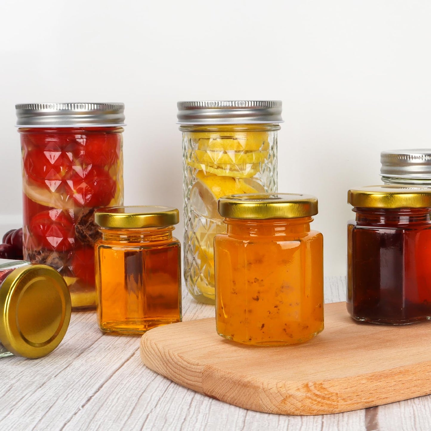 Keketin 3 oz Honey Jars,30 Pack Hexagonal Glass Jars with Gold Lids,90ml Small Canning Jar Mini Storage Glass Jars for Jams,Fruits,Spices,Nuts,Jellies,Baby Foods