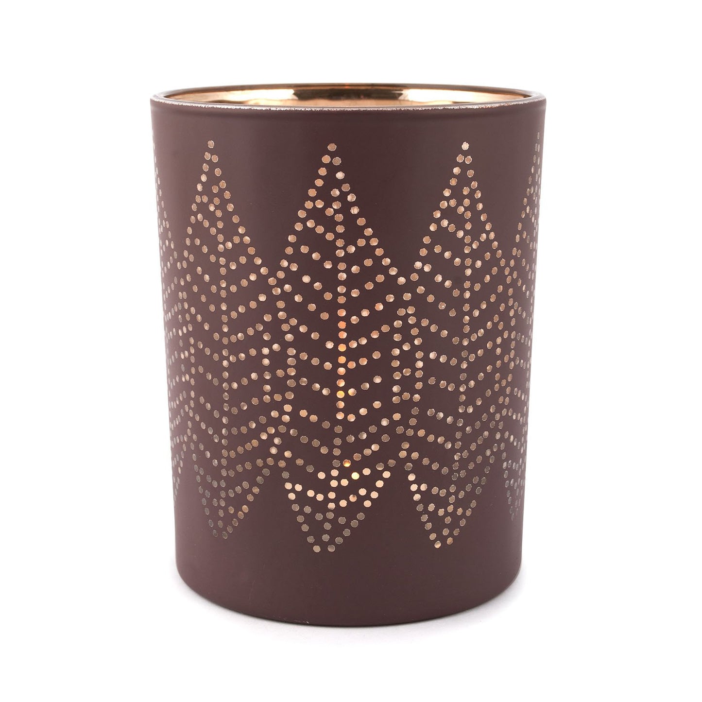 Pajoma Candle Holder "Leaf" Size L Made of Glass, in Brown, Galvanised, Height 12.5 x Diameter 10 cm