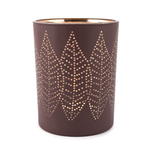 Pajoma Candle Holder "Leaf" Size L Made of Glass, in Brown, Galvanised, Height 12.5 x Diameter 10 cm