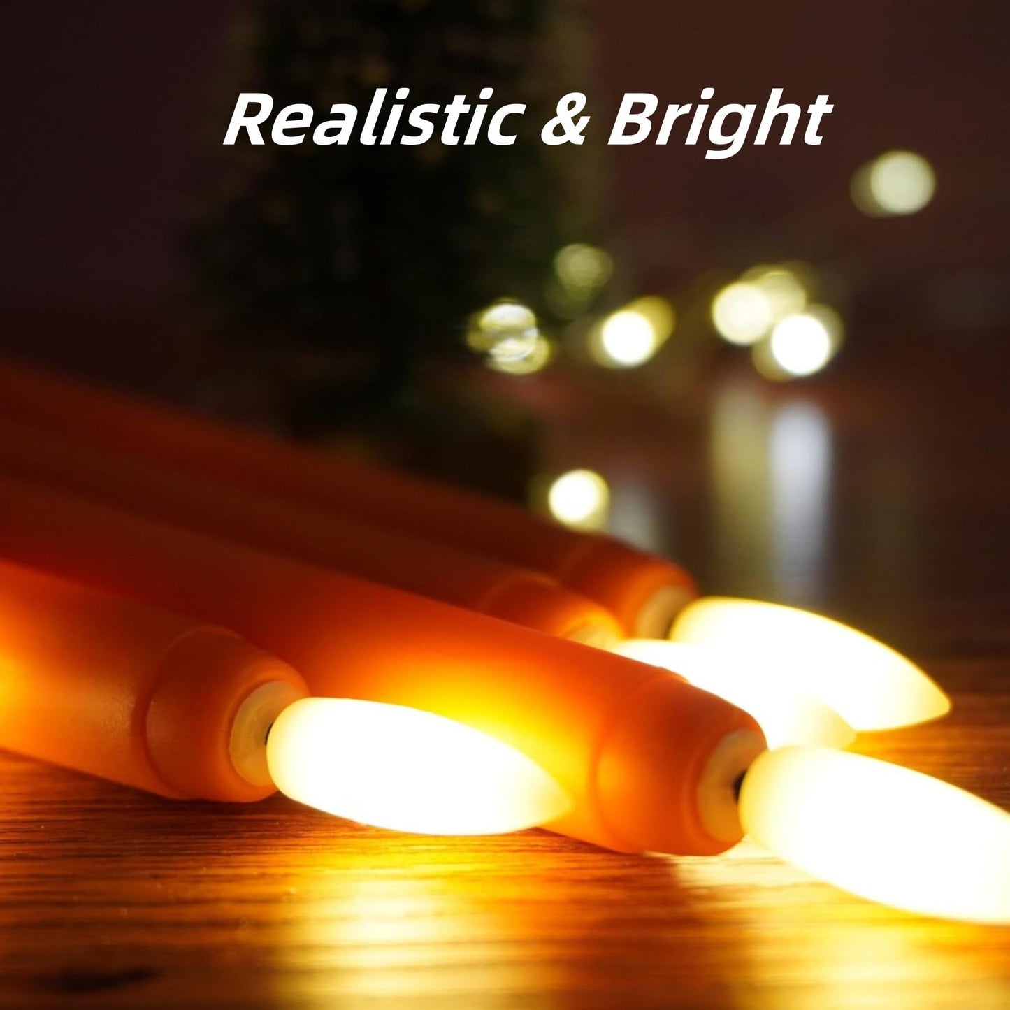Ni-JASW Orange Flameless Taper Candles with Remote, Flickering LED Candlesticks Battery Operated Spring Home Decor Candle Set of 12