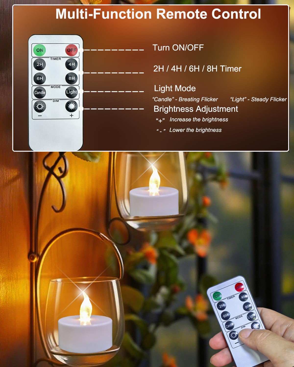 Jialine Remote flameless led Tea Light Candles with Timer,Realistic Flickering tealight Candles with Remote,Safe Decorative Lighting for Christmas,Wedding,Home Decor (Warm White 24 Pack)