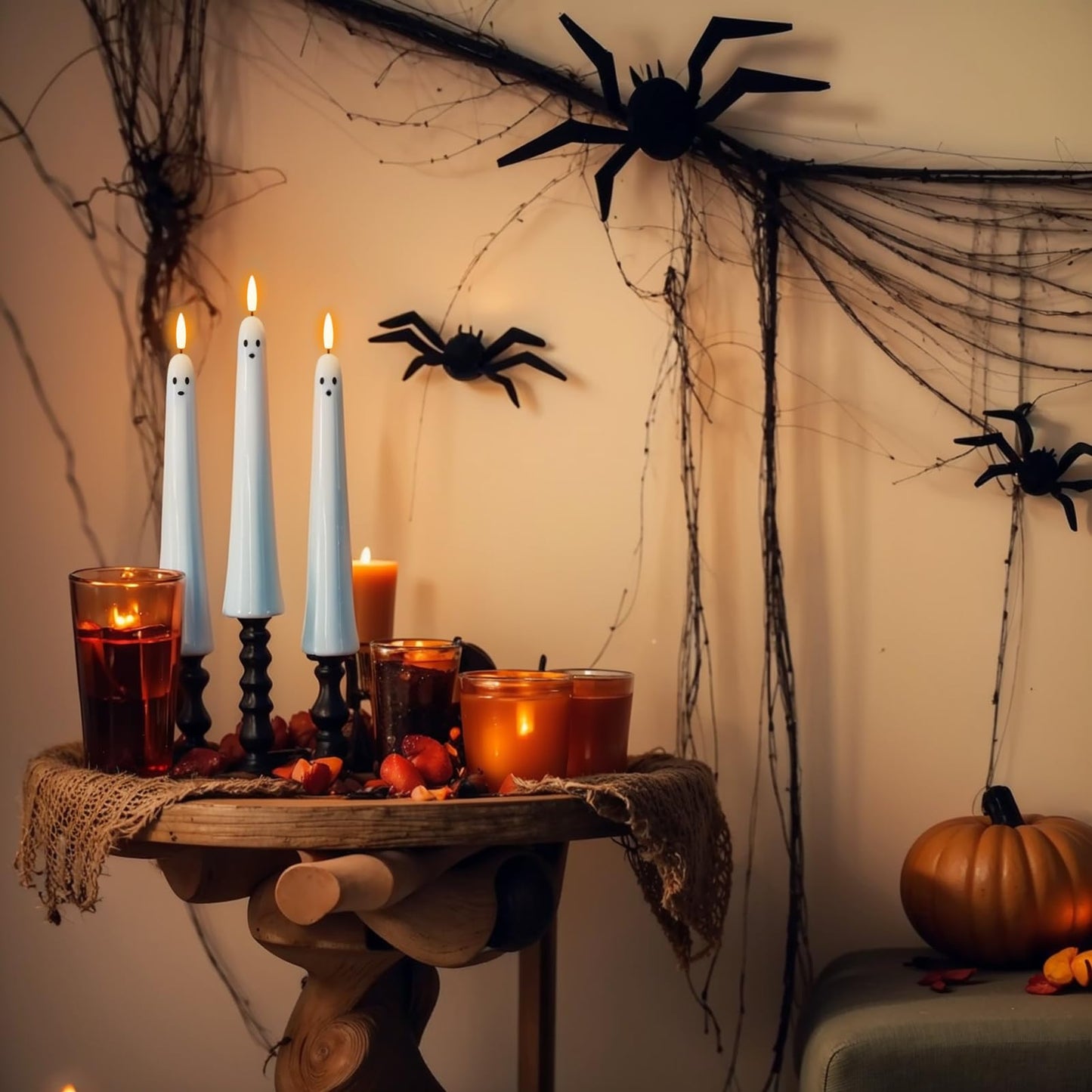 DRomance Flickering Flameless Taper Candles with Remote and Timer, 2 Pack Battery Operated LED Taper Candles 3D Wick Plastic Dripping Effect Dinner Halloween Indoor Decor(Orange, 0.78" D x 9.65" H)
