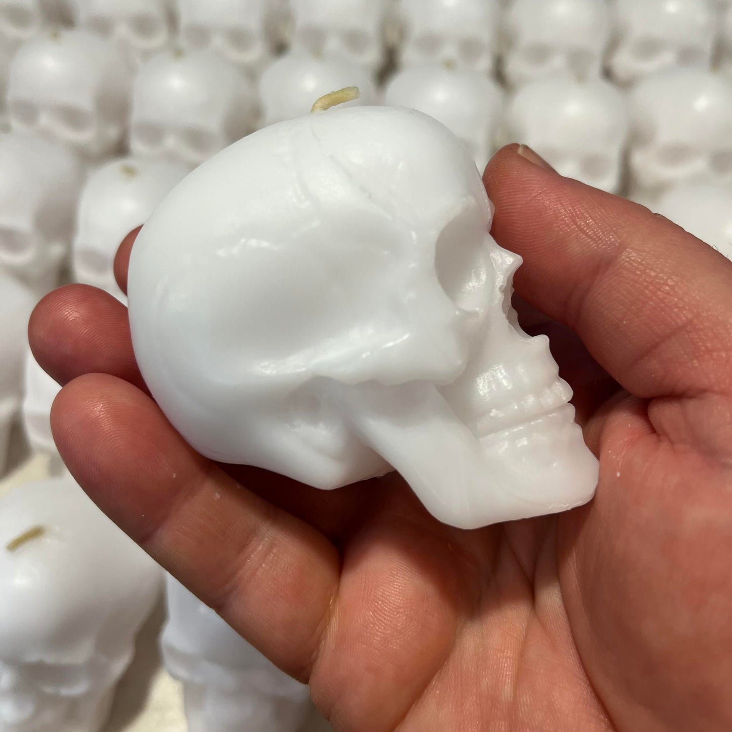 2 pcs White Skull Candles for Purity and Strength (Witches, Figure, aessthetic, Skeleton, Goth, Spooky, Ritual, Fireplace, Decorations, Bloody, Brain, Spiritual, Weird, Satanic, drip)