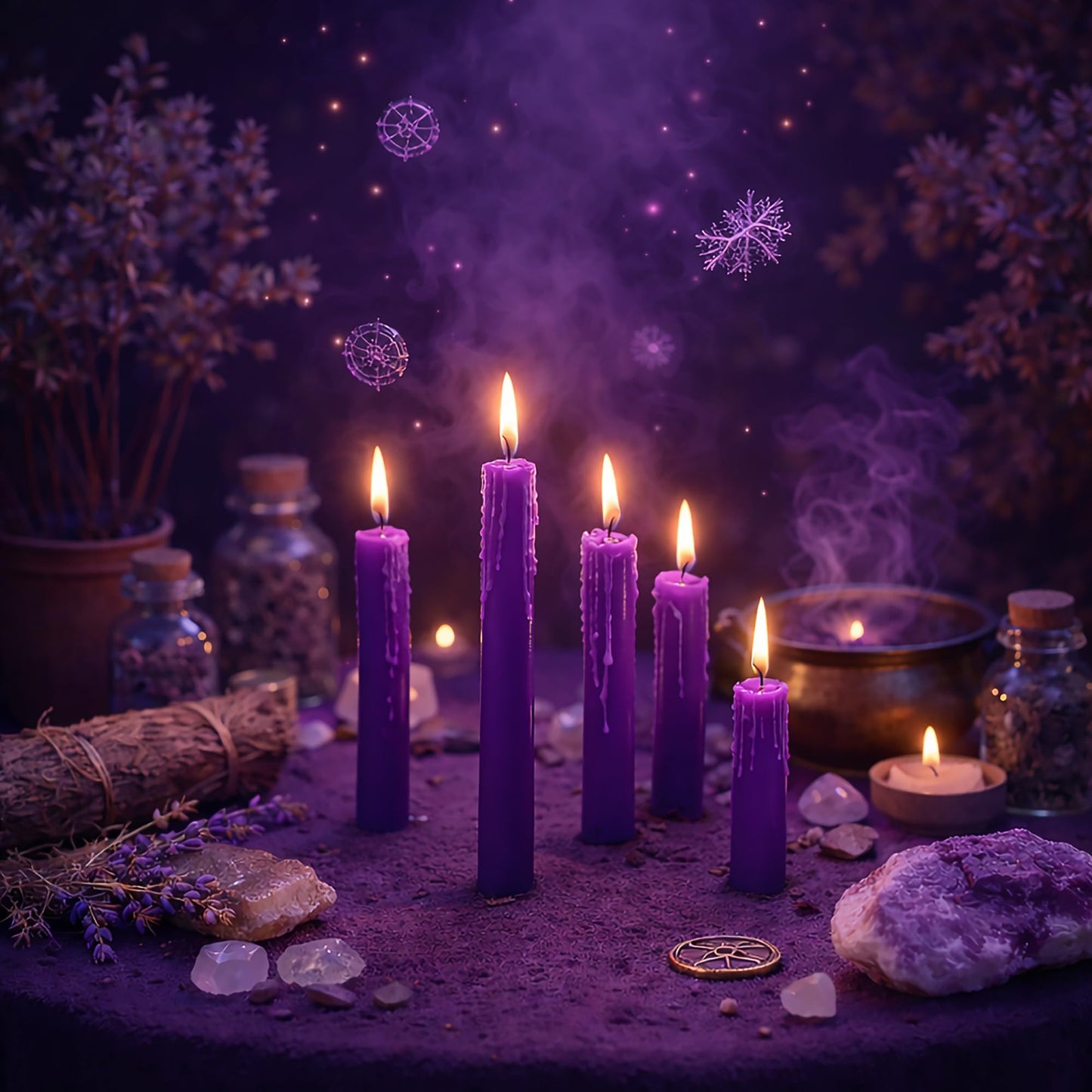 SOUL STICKS Confidence Magic Spell Color Chime Candles 20 Pack - Ideal for Altar, Rituals, Ceremonies, Meditation Purple Taper Candle for Witchcraft Supplies, Wiccan Supplies, Candles Clearance