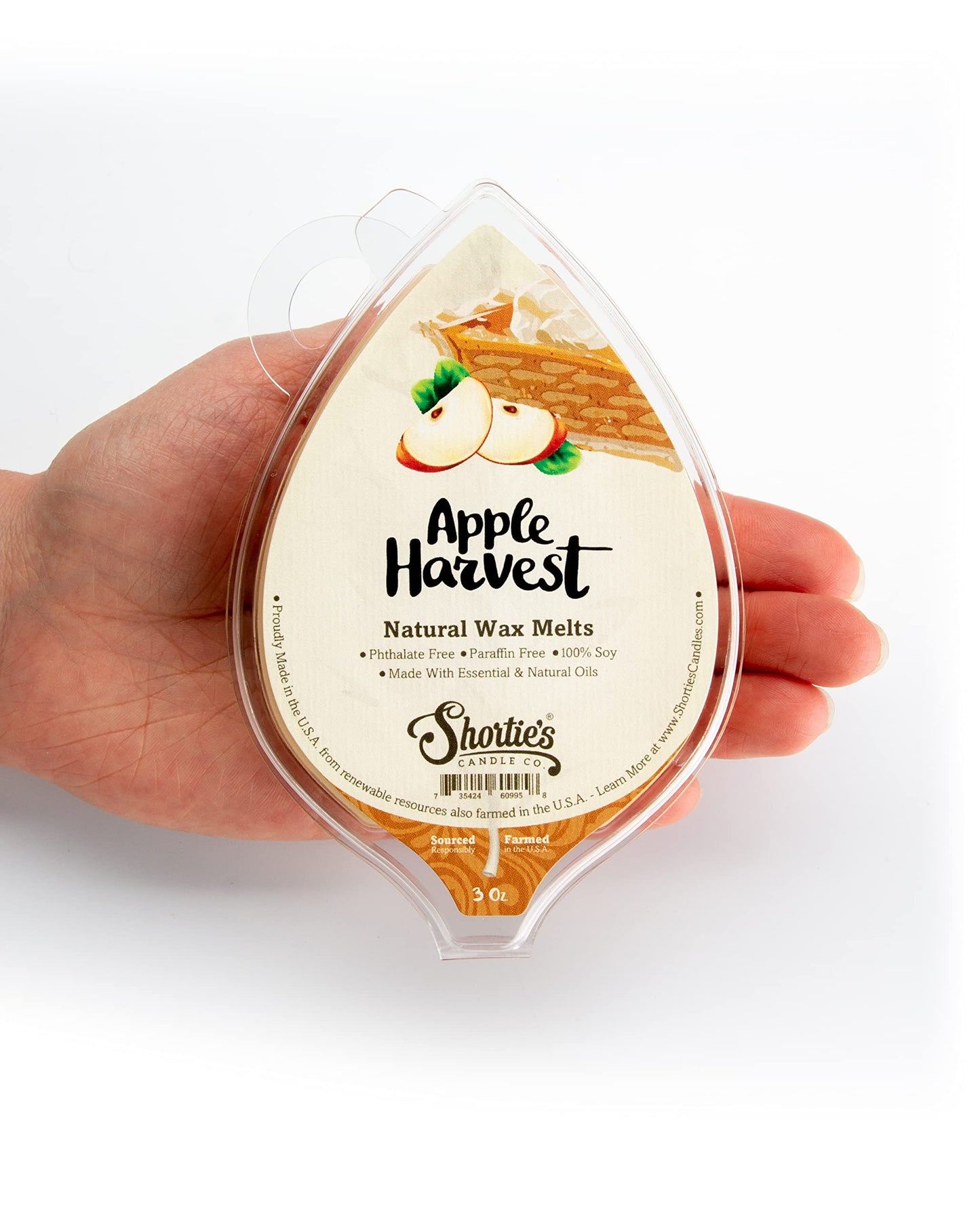 Shortie's Candle Company Apple Harvest Natural Soy Wax Melts 3 Pack - 3 Highly Scented 3 Oz. Bars - Made with 100% Soy and Essential Fragrance Oils - Phthalate & Paraffin Free, Vegan, Non-Toxic