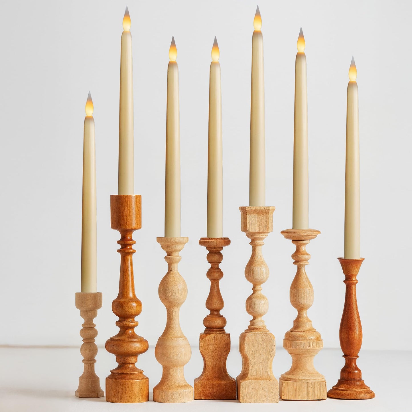 WYZworks 48 Pack, 11" LED Flameless Ivory Taper Flickering Candles Lights, Clickable On/Off Button, Battery Operated Electric Long Tall Candlesticks for Holiday Christmas Candelabra Wedding Window