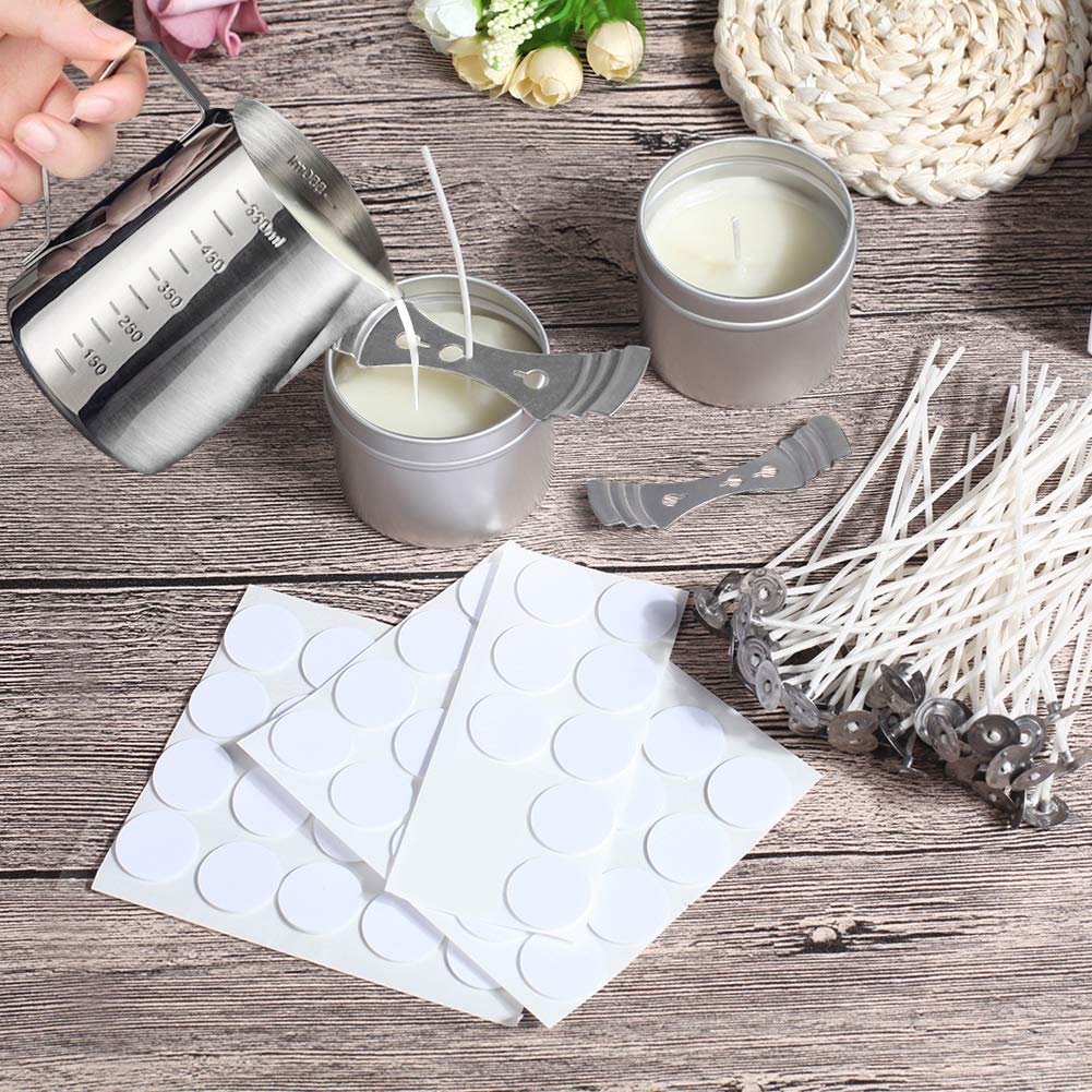 DINGPAI Candle Making Kit, Soy Wax DIY Candle Craft Tools Including Candle Make Pouring Pot, Candle Wicks, Wicks Sticker, 3-Hole Candle Wicks Holder, Natural Soy Wax and Spoon