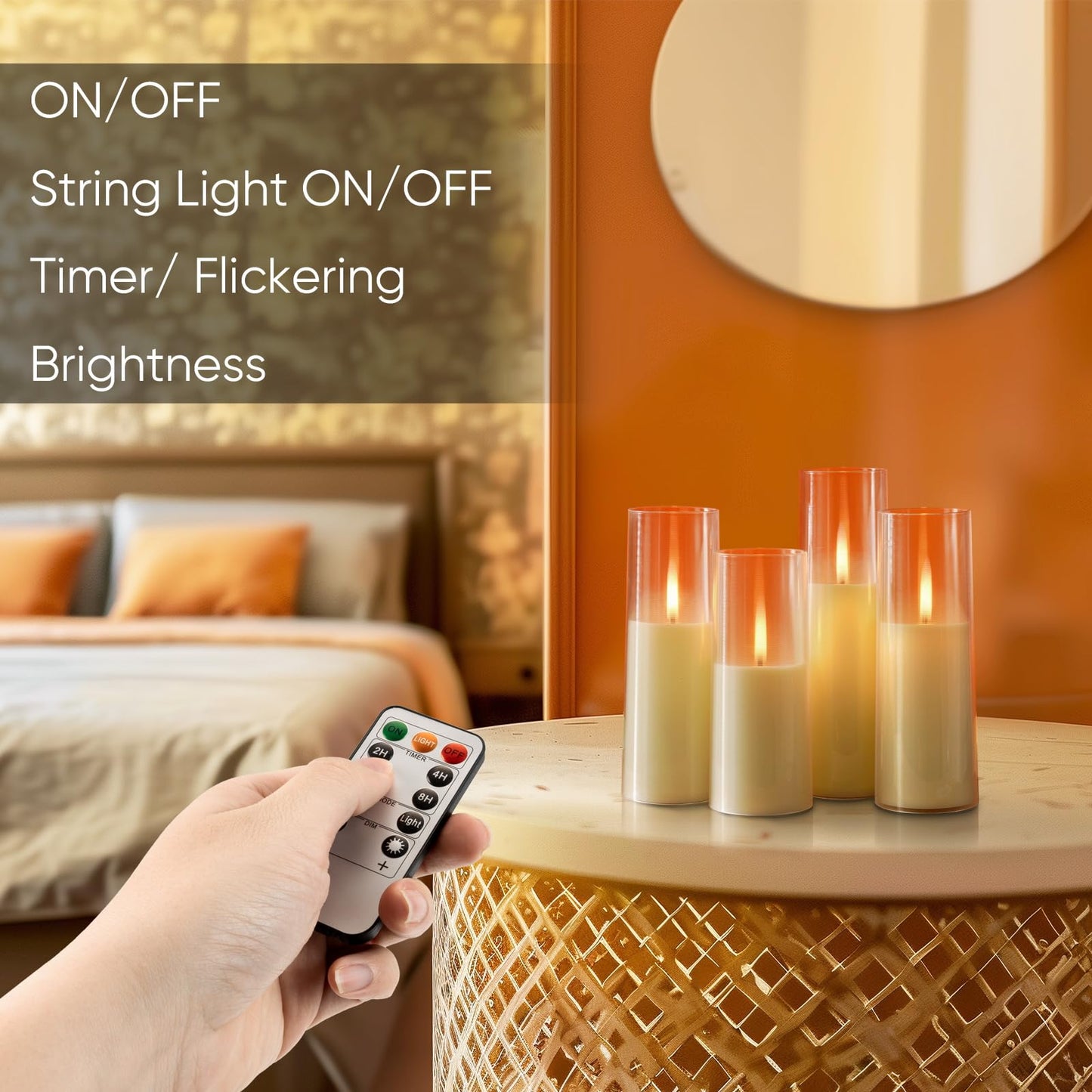 Homemory Ivory Flameless LED Candles with Remote Control & Timer, Battery Operated, Modern Design, Set of 7 for Home Decor, Wedding, or Events