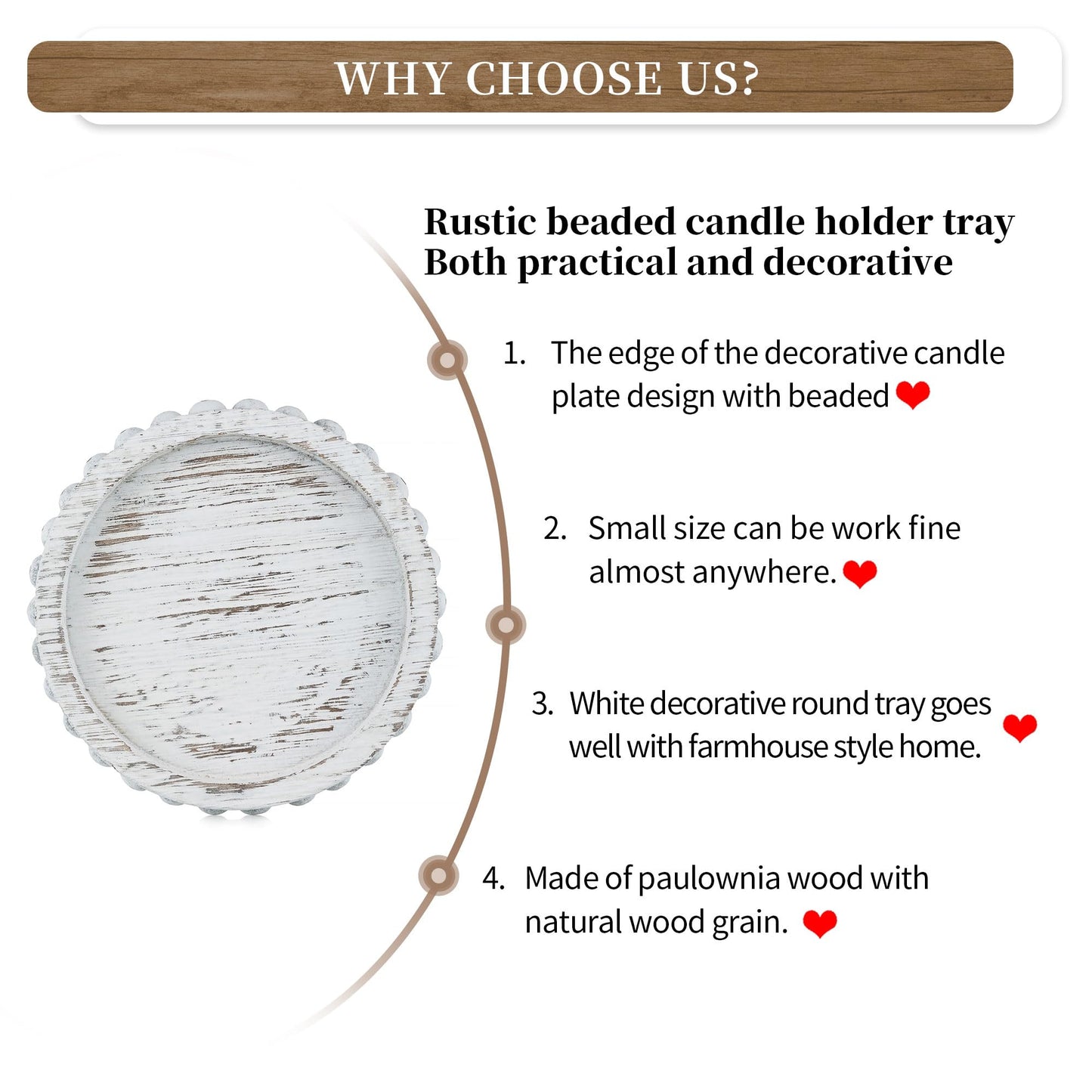 Hanobe Candle Holder for Pillar Candles: Set of 3 Rustic Farmhouse Wooden Candlestick Holders - Whitewashed Candle Stand for Table Centerpieces Fireplace Mantel Home Decor