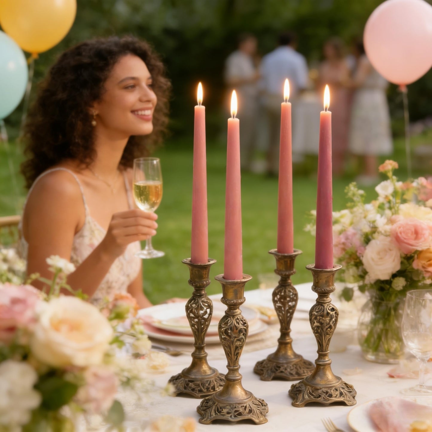 12-Pack Gradient Dusty Rose Taper Candles, 10 Inch Unscented Dripless Candlesticks, Long-Lasting Burn Time of 7-8 Hours, Perfect for Dinners Parties and Home Décor