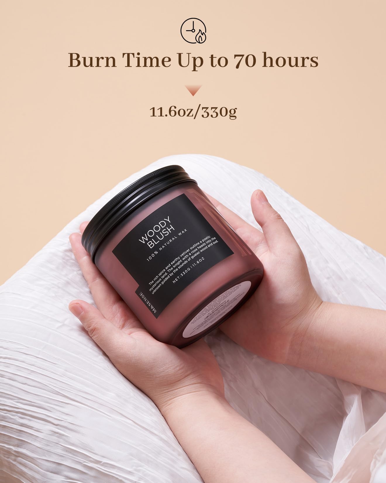 M&SENSE Rose Oud Scented Candles for Home, 11.6oz Organic Natural Soy Wax, 70-Hour Long Lasting Slow Burning, Non Toxic Clean Burn, Floral Scent for Stress Relief, Aromatherapy Gifts for Family