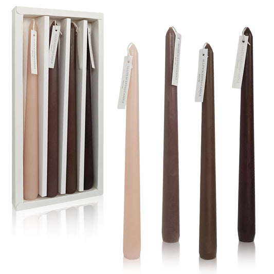 Handmade Coffee Scented Taper Candles Long Lasting Smokeless Gradient Brown Colored 10 Inch Elegant Tall Taper Candlesticks for Home Décor Wedding Party Gift