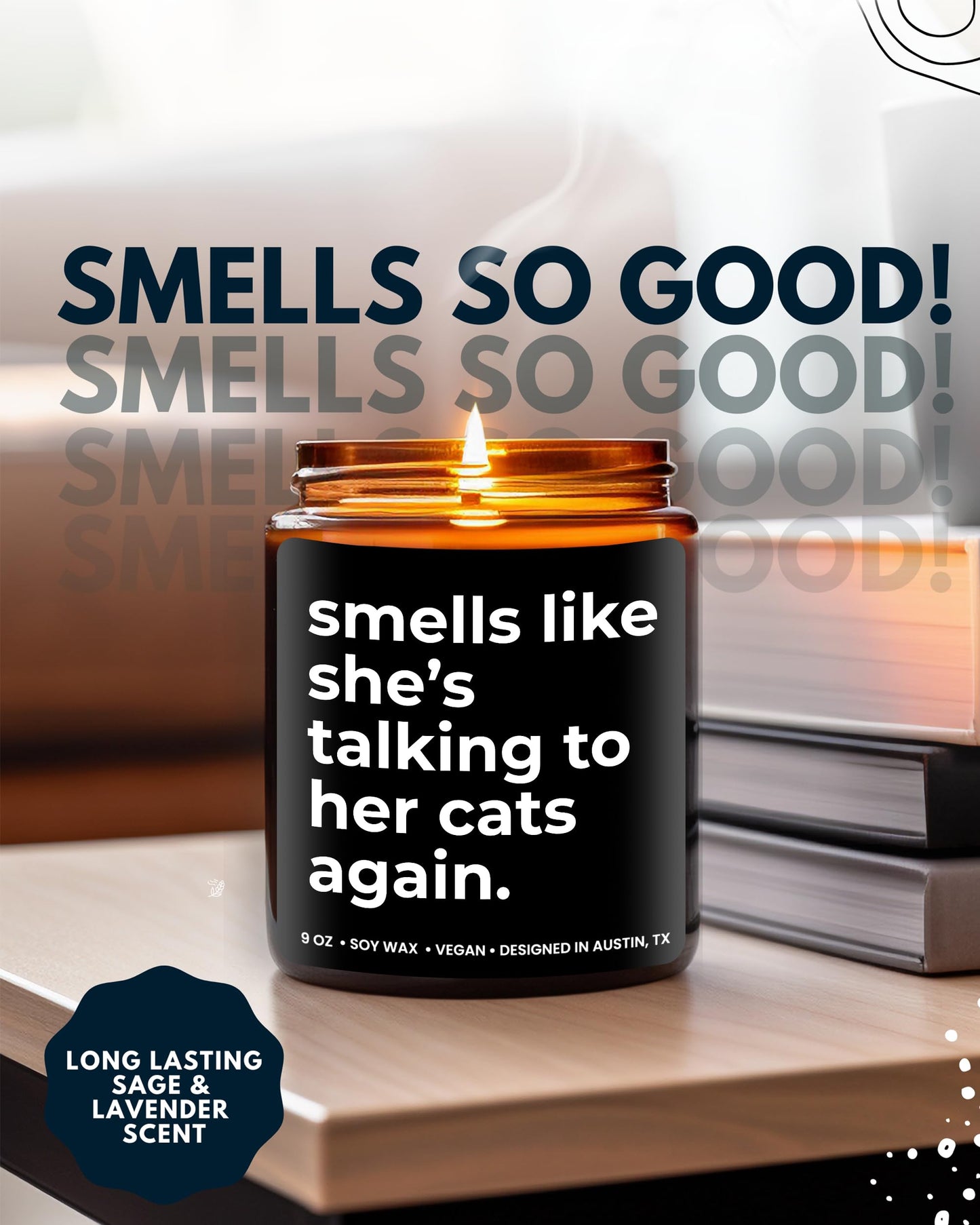 Funny Cat Mom Candle, Smells Like She's Talking to Her Cats Again, Cat Lover Gifts, Pet Themed Gifts for Women, Cat Present, Purrfect Cat Presents for Her, Birthday, Gift-Ready