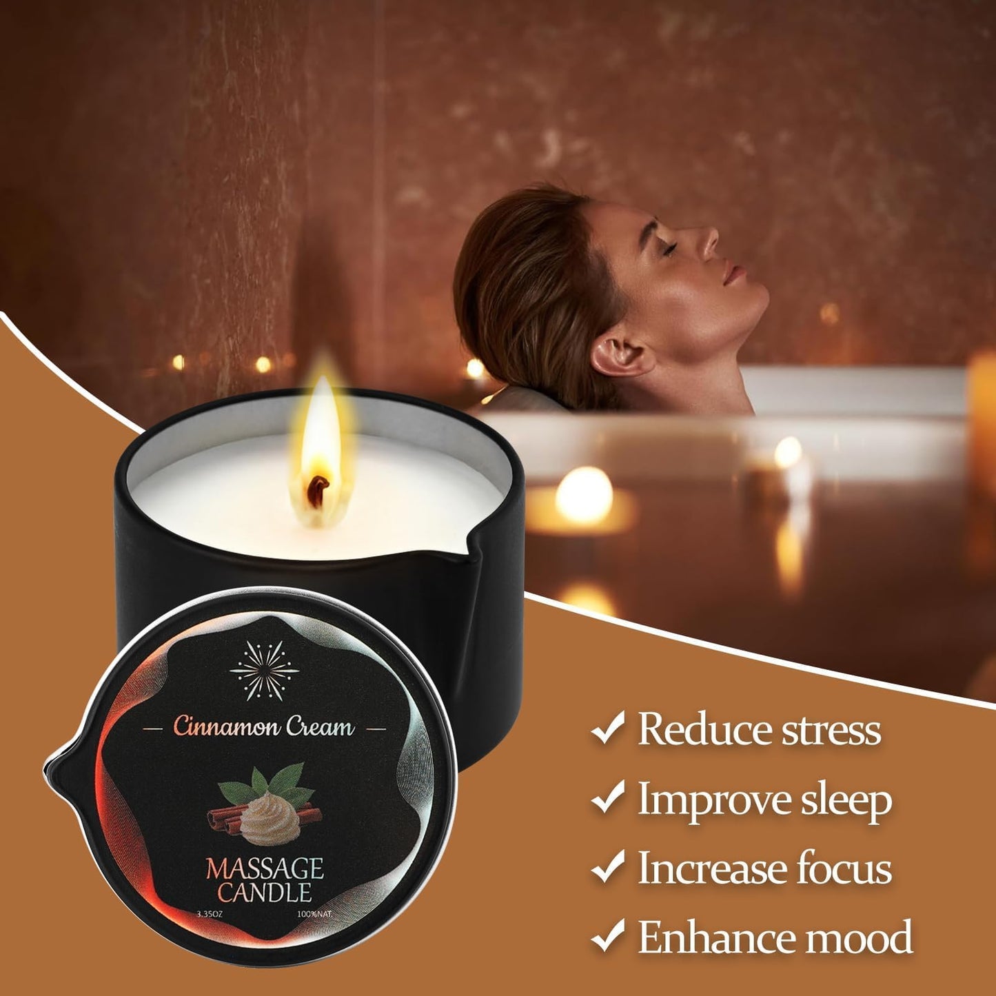 Sariiraw 6 Pack Massage Oil Candles Set, Low Temp Soy Based Massage Candles for Massage Therapy, Relaxation & Skin Moisturizing, Assorted Scents for Home Spa Self Care