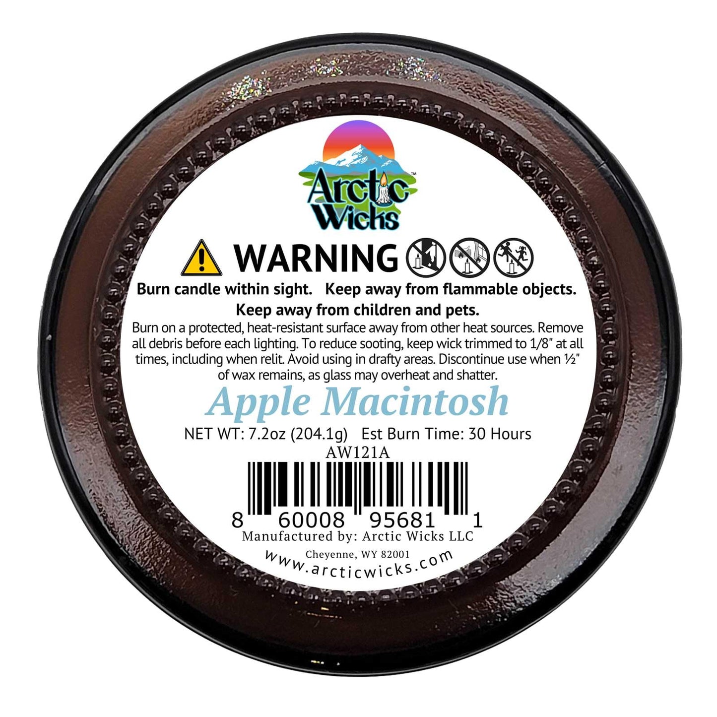 Apple Macintosh Scented Candle | 9oz Amber Jar | Arctic Wicks Non-Toxic Coconut & Beeswax Candles | Hand-Poured Clean Burning Eco-Friendly Candle | Fall Apple Orchard Scent | 100% USDA Biobased