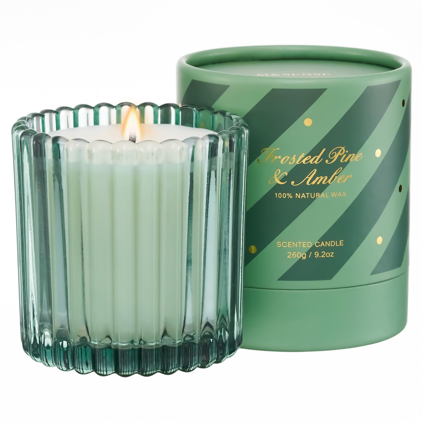 M&SENSE Frosted Pine Amber Scented Candles, 9.2 Oz 60 Hours Burning Time Soy Candle, Christmas Fall Gifts for Home Decor, Up to, Natural Soy Wax Relaxing Aromatherapy Candle